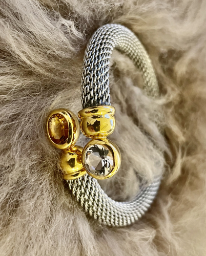Armspange mit Citrin und Bergkristall